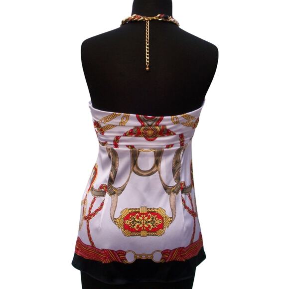 Cache Silk Woven Chain Halter Top New Ruched Built In Bra Multi Color $118 NWT - Picture 4 of 4